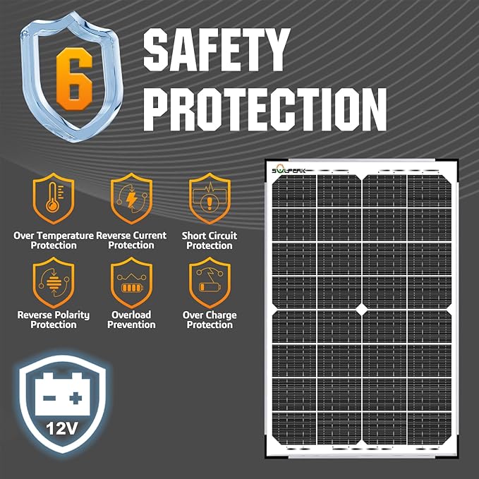 SOLPERK 30W Solar Battery Charger Solar Battery Maintainer + Upgrade 10A MPPT Charge Controller + Adjustable Mount Bracket for Car RV Boat Motorcycle12V Waterproof Solar Panel Kit Trickle Charging