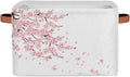 Basket Storage Bins Japanese Cherry Blossoms Rectangle Cube Basket Box Kids Girls Boys Toys Organizer Beaket Decor Foldable with Handle for Living Room Bedroom Closet Nursery Office Shelf Gifts