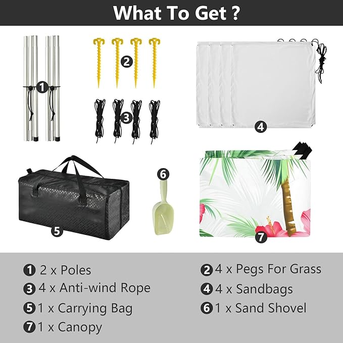Beach Canopy with Windproof Ropes &amp Sandbags Beach Tent Sun Shade Sun Shelter for Camping Trips Fishing Backyard Fun or Picnics Landscape