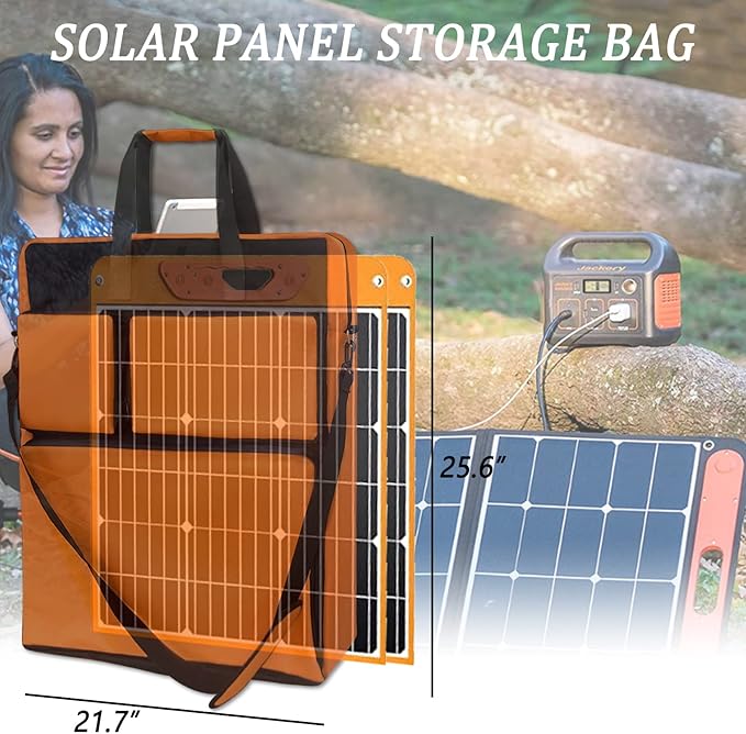 Padded Utility Solar Panel Bagfor Jackery 100 watt Solar PanelDouble Layer Design Can Hold 2 Battery PanelsOrange