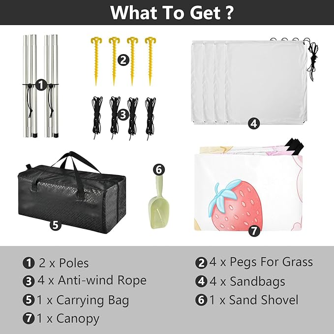 xigua Easter Bunny Beach Tent Sun Shelter with Carrying Bag - Silver Coated Oxford Fabric Beach Canopy for Beach Camping Fishing - Includes Windproof Ropes Sandbags &amp Stakes