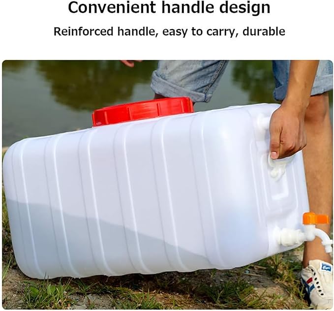12 Gallon Portable Water Tank with Spigot&ampHose Water Storage Container for Camping RV Truck Emergency Preparedness（Thickening）