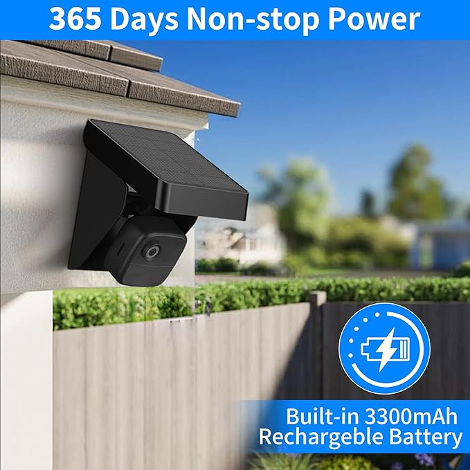Solar Panel for Blink Outdoor 4 (4th Gen)/XT3/XT2/XT Cameras - IP67 Weatherproof with 3300mAh Extended Battery Adjustable Angle Mount for Optimal SunWireless Security Power (Black 1 Pack)