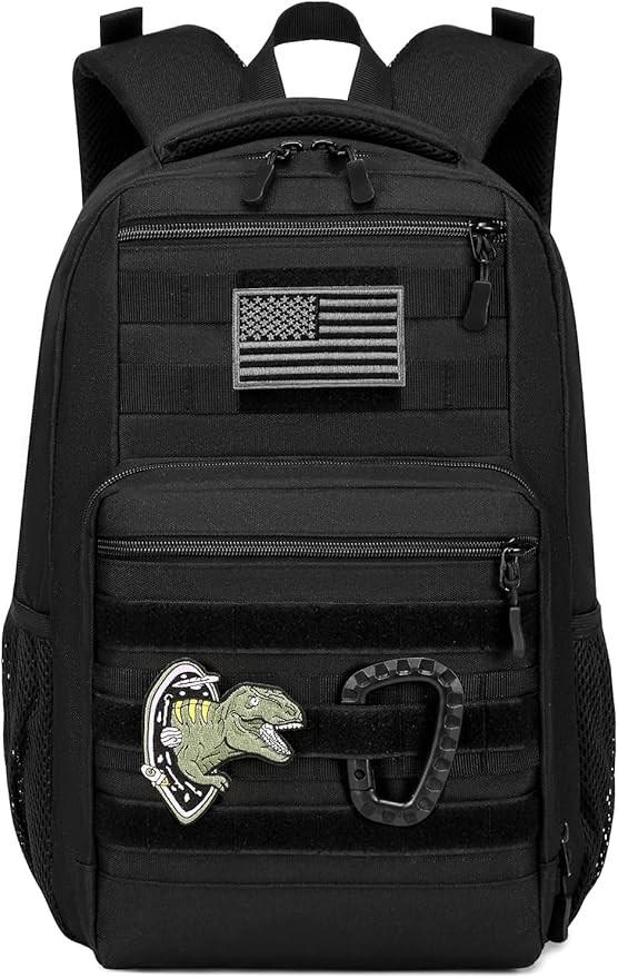 Kids Tactical Backpack Army Molle Bookbag Military Boys Backpack for School Outdoor Camping Black