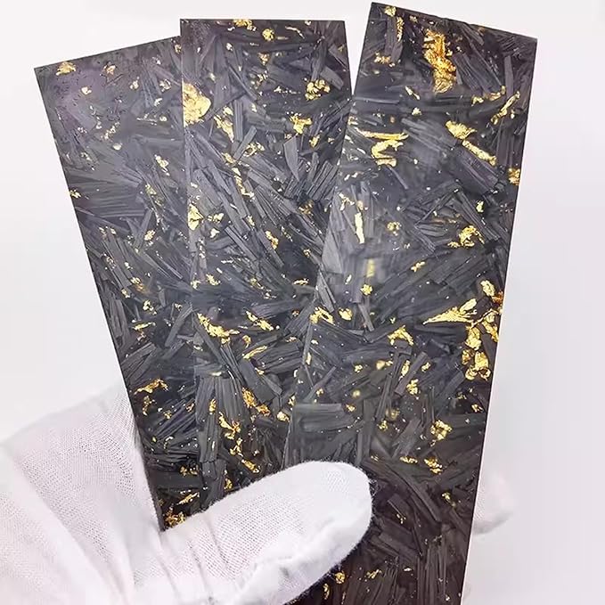 DIY Resin Knife Handle Blank Material Gold Foil Crushed Carbon Marble Texture(2pcs135x40x4mm)