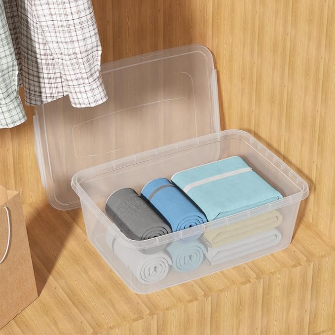 Readsky 12 Packs Clear Plastic Latching Storage Box 14 Quart Latch Containers with Lid Clear Latching Storage Bin
