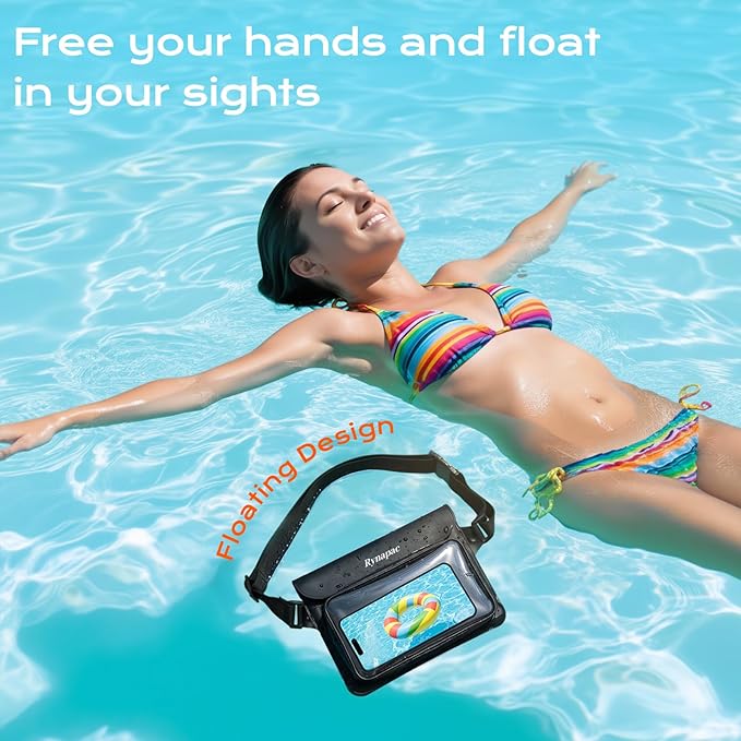 IPX8 Waterproof Fanny Pack [Up to 8.5] Waist Bag for Women Floating Phone Pouch Dry Bag for iPhone 17 16 15 Pro Max Passport Wallet Card Travel Beach Kayaking Boating Essentials 2 Pack
