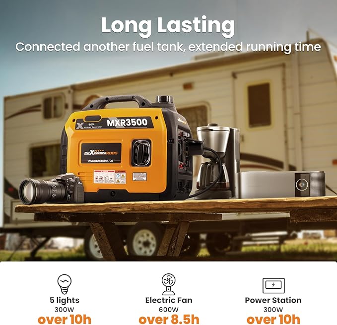 MaXpeedingrods 3500 Watt Portable Inverter Generator Gas Powered EPA Compliant Compact and Lightweight for Home Backup Power Outdoor Camping RV and Trailer