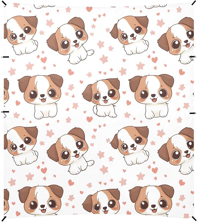 ALAZA Cute Dog Star Love Pattern Beach Tent Sun Shelter Portable Canopy Sunshade for Outdoor Camping Picnics Backyard Fun 10x9 ft