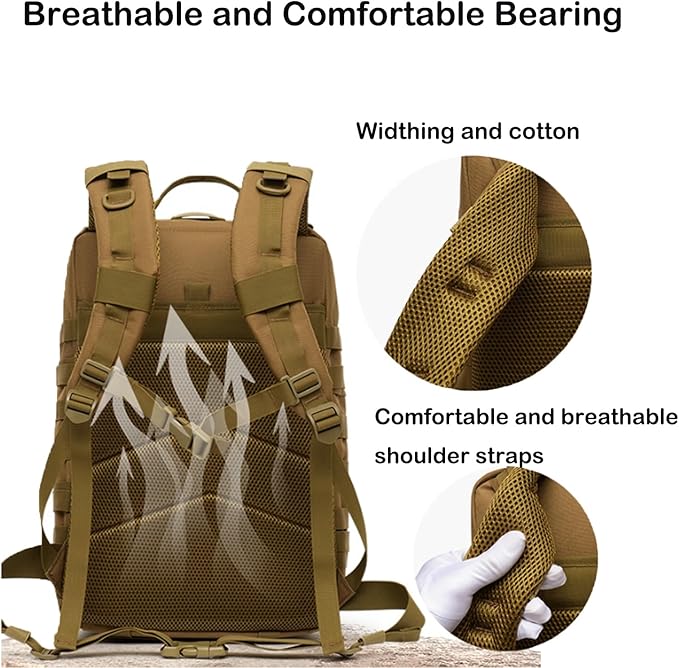 50l Tactical Backpack for Men's Camouflage Camping Mountaineering Travel Sports Large Capacity Multi-function Backpack (Black)
