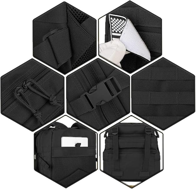 Genérico Compatible For 45L Tactical Backpacks Assault Pack 3 Day Bag Hiking Treeking Rucksack Fitness Camping(Black B)