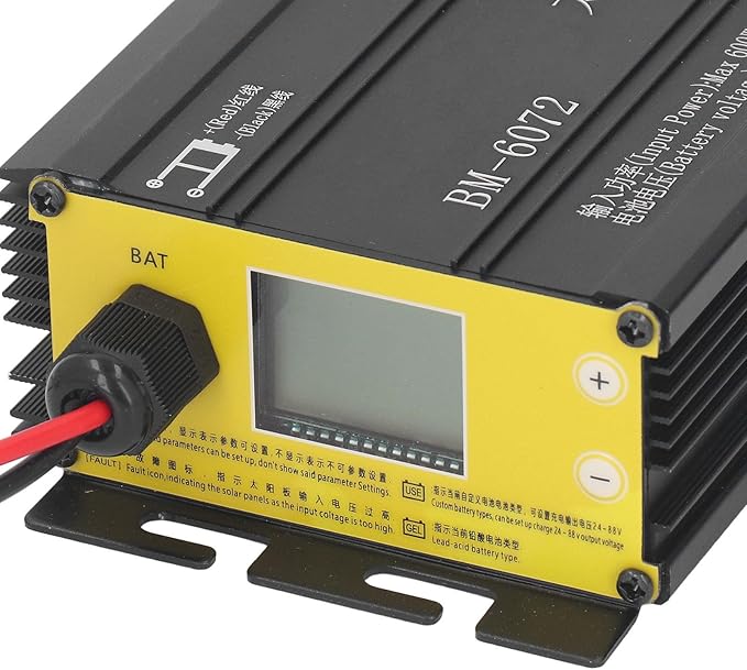 600W MPPT Boost Solar Charge Controller 12V 50V Input LCD Display Step Up Solar Charging Controller 24V 36V 48V 60V 72V Battery Charger for Electric Vehicles and Solar System Kits