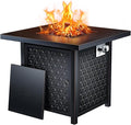 Ciays Propane Fire Pits 28 Inch Outdoor Gas Fire Pit Table 50000 BTU Steel Fire Table with Lid Add Warmth and Ambience to Gatherings and Parties On Patio Deck Garden Backyard Black