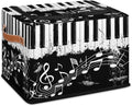 Music Note Ballet Storage Bins with Zipper Lid Collapsible Fabric Storage Basket with Leather Handles Closet Shelf Cloth Organizer Basket for Nursery Bedroom Clothes Toy