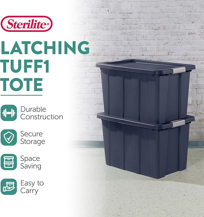 Sterilite 16-Pack Storage Bins with Lids Heavy Duty Totes Tuff1 30 Gallon Dark Indigo
