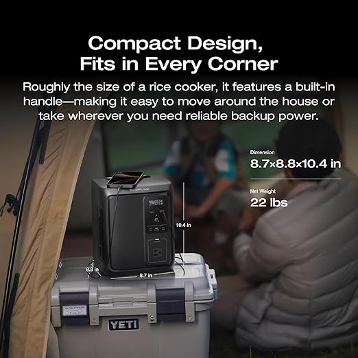 EF ECOFLOW Portable Power Station DELTA 3 1000 Air 960Wh LiFePO4 (LFP) Battery 500W AC Output Solar Generator(Solar Panel Optional) for Home Backup Power Camping &amp RVs