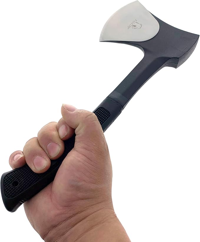 Otakumod 11 Tactical Ranger Axe. Hatchet. Stainless Steel Blade with Hard Cover. for Outdoor Camping - Hiking to Cut Branches Make Fire. EDC Tasks (Black)