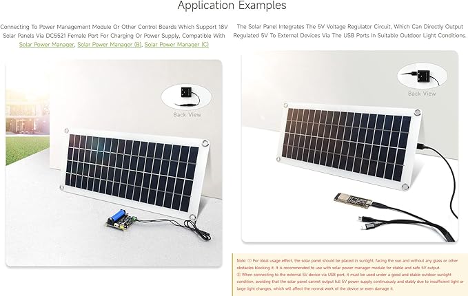 Waveshare Semi-Flexible Polycrystalline Silicon Solar Panel (18V 10W) Supports 5V Regulated Output