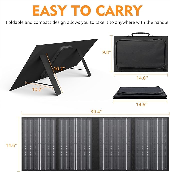 Foldable Solar Panel Charger 60W with 18V DC Output (11 Connectors) for 100W~350W Portable Power Stations Jackery/Rockpals/Flashfish/Enginstar Portable Solar Generator for Outdoor Camping Van RV Trip