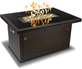 Outland Living Series 403 Fire Table – 44 50000 BTU Outdoor Propane Gas Fire Pit Table with Tempered Glass Top &amp Arctic Ice Decorative Glass Rocks Espresso Brown