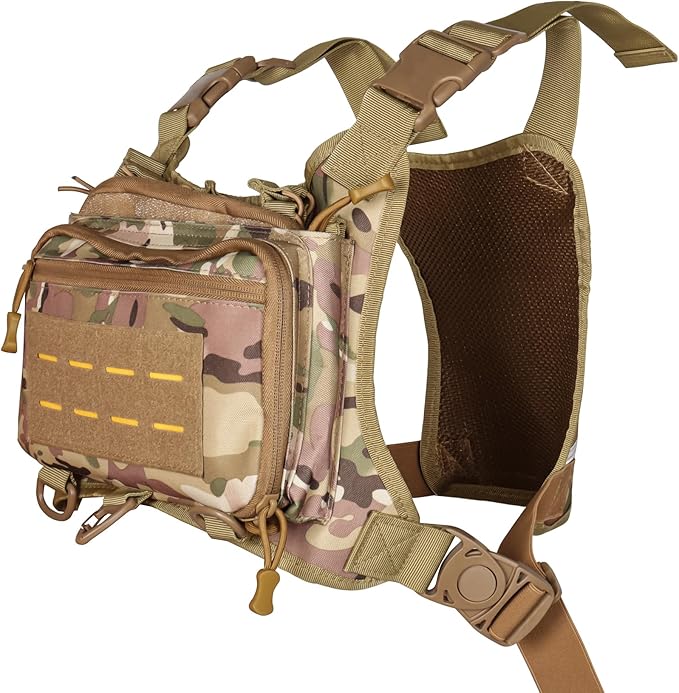 Tactical Chest Pack EDC Chest Bag Utility Molle Chest Rig Pouch with CCW Compartment Adjustable Strap Admin Pouch
