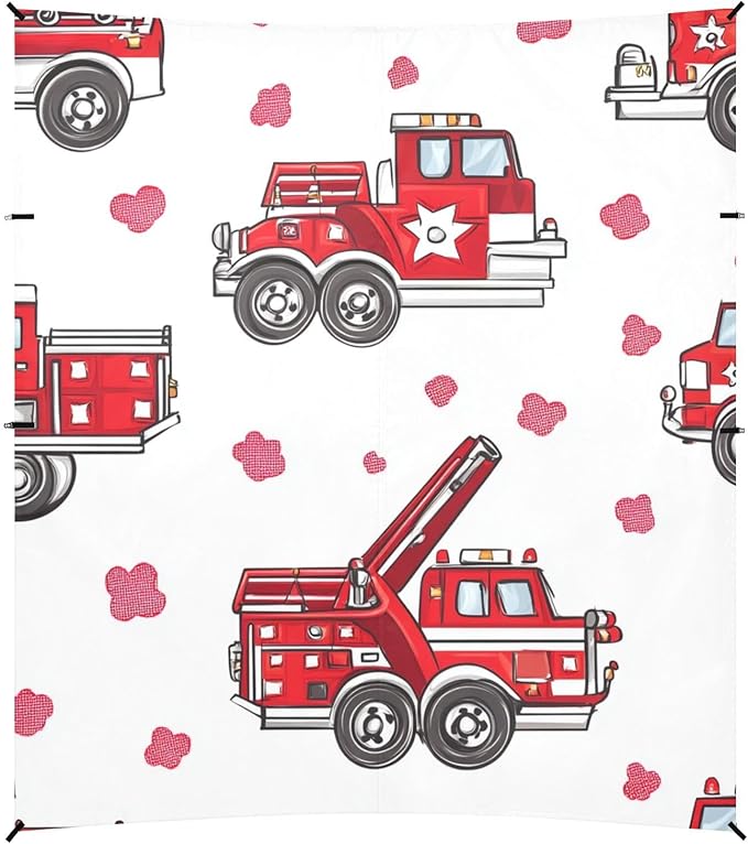 ALAZA Cartoon Fire Truck Beach Tent Sun Shelter Portable Canopy Sunshade for Outdoor Camping Picnics Backyard Fun 10x9 ft