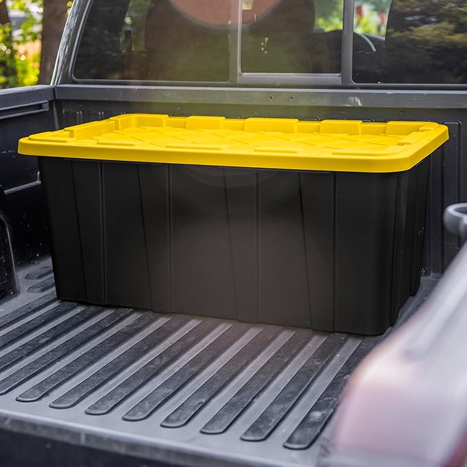 Sterilite 16-Pack Industrial Tote Plastic Storage Container Bins with Lids 38 Gallon - Heavy-Duty Organizing Containers for Closet Bathroom and Office