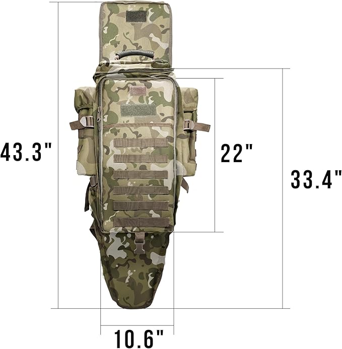 Silfrae Tactical Rifle Backpack Long Rifle Bag Molle Military Backpack for Trekking Hunting Camping