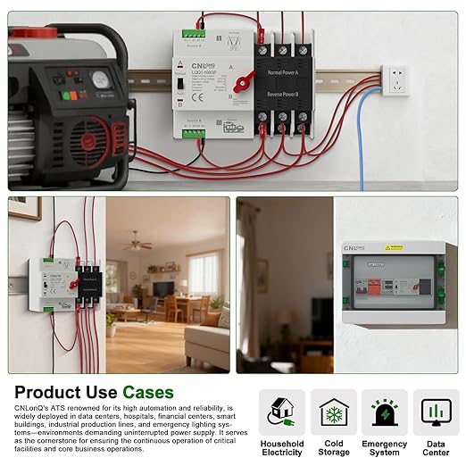 AC110V/120V 100Amp Automatic/Manual Transfer Switch 3P 50/60Hz 3Poles Mini ATS Auto Dual Power Switch Automatic Changeover Fast Transfer for Home Generator Soalr Rv and Lv Power