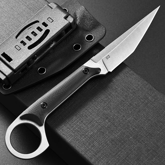 Gtkii GTK140 Fixed Blade Knife D2 Steel Blade G10 Handle EDC Tool Knife for Outdoor Camping Hiking Hunting(silver)