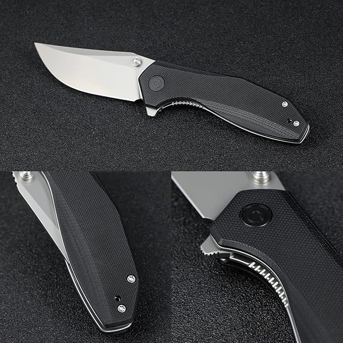 CIVIVI ODD 22 Pocket Knife for EDC Tuffknives 2.97 inch 14C28N Blade G10 Handle with Thumb Stud and Reversible Pocket Clip Folding Knife for Utility Hiking Camping Fishing Work Outdoor C21032-1