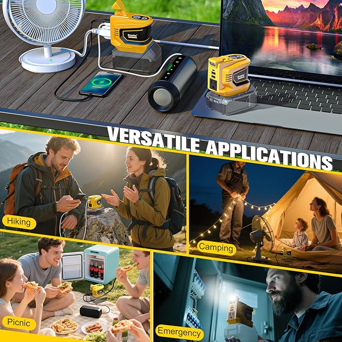 200W Power Inverter Compatible with DeWalt Battery Ecarke 2PCS DC 20V to AC 110V Battery Inverter Portable Power Station Generator Charger Adapter Powered Outlet 2 USB Ports &amp 1 Type-C &amp AC