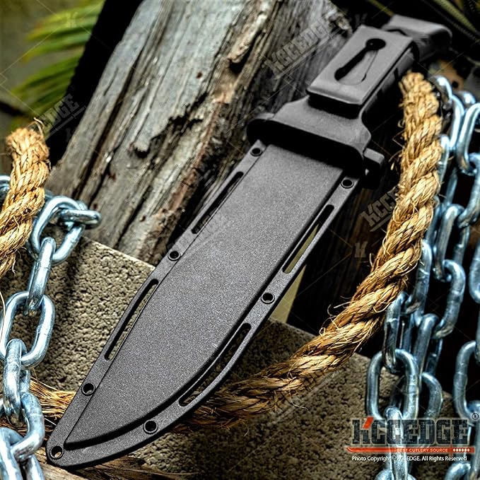 KCCEDGE BEST CUTLERY SOURCE Tactical Knife Hunting Knife Survival Knife Fixed Blade Knife Razor Sharp Edge Camping Accessories Camping Gear Survival Kit Survival Gear Tactical Gear 77077 (Black)
