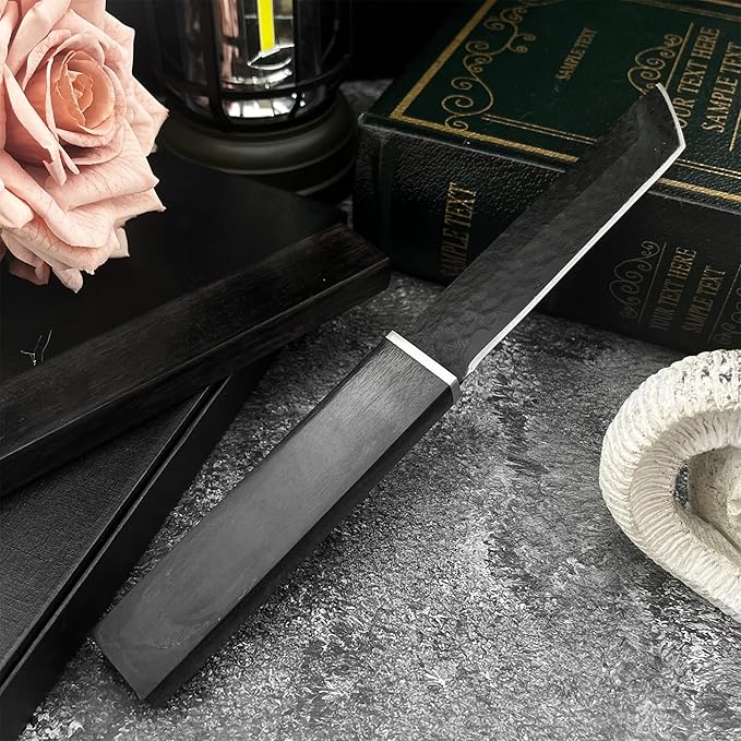 HUAAO 10.3’’ Japanese Style Katana Fixed Blade Knife with VG10 Damascus Steel Blade and Ebony handle Suitable for Camping Hunting Tactical Army Survival