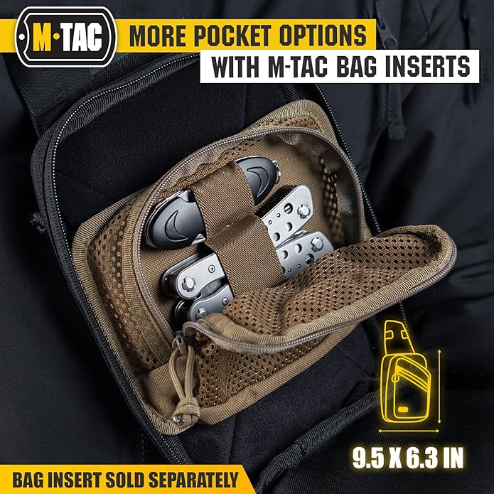 M-Tac Tactical Carry Combo Shoulder Chest Pack for Concealed Handgun (Black) + Elite Sling Bag Hexagon - EDC Tactical Crossbody Concealed Carry CCW Chest Pack (Black HEX)
