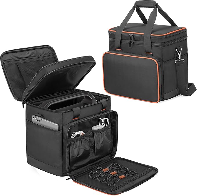 Trunab Double-Layer Carrying Case Compatible with Jackery Portable Power Station Explorer 1000 Battery Case with Waterproof Bottom and Upper Compartment for Charging Accessories