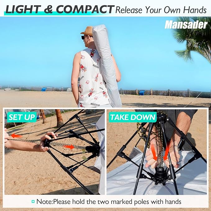 Beach Tent Pop Up Shade Instant Beach Tents Sun Shelter with UPF 50+ UV Protection Lightweight &amp Easy Setup Tent