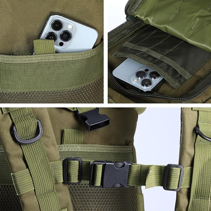 30L Waterproof Military Tactical Backpack Assault Bag Hiking Backpack MOLLE Outdoors Camping Trekking Rucksack - Khaki