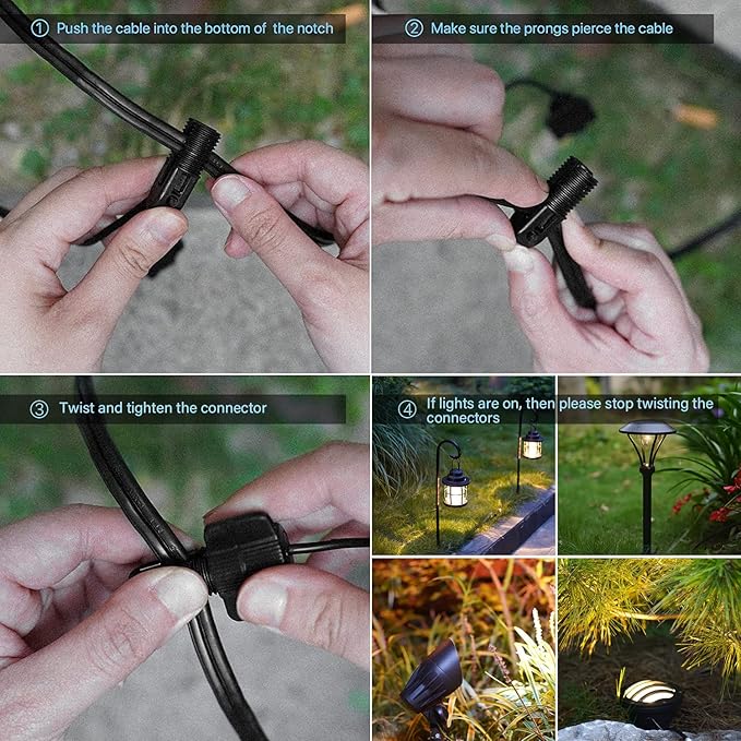 GOODSMANN Landscape Lighting Low Voltage Pathway Lights 2PK Landscape Path Lights 3W LED 180 Lumen Outdoor Walkway Lights Pathway Lights Wired 3000K Warm White with Cable Connectors