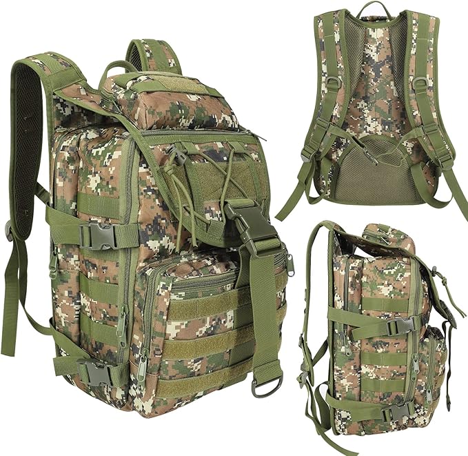 ShowyLive 40L Military Backpack Trekking Hiking Molle Army Survival Equipment Backpacks 3 Day Bug Out Bag Waterproof Rucksack for Camping Fishing Travelling Climbing Outdoor Sports Digital Camo