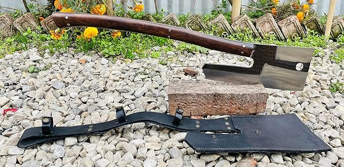 EGKH-12 Inches Blade Custom Zombie Axe-Apocalypse Hatchet Axe-Tomahawk Axe-Harvest Battle Axe-Tactical Battle Axe-Along Black Leather Sheath