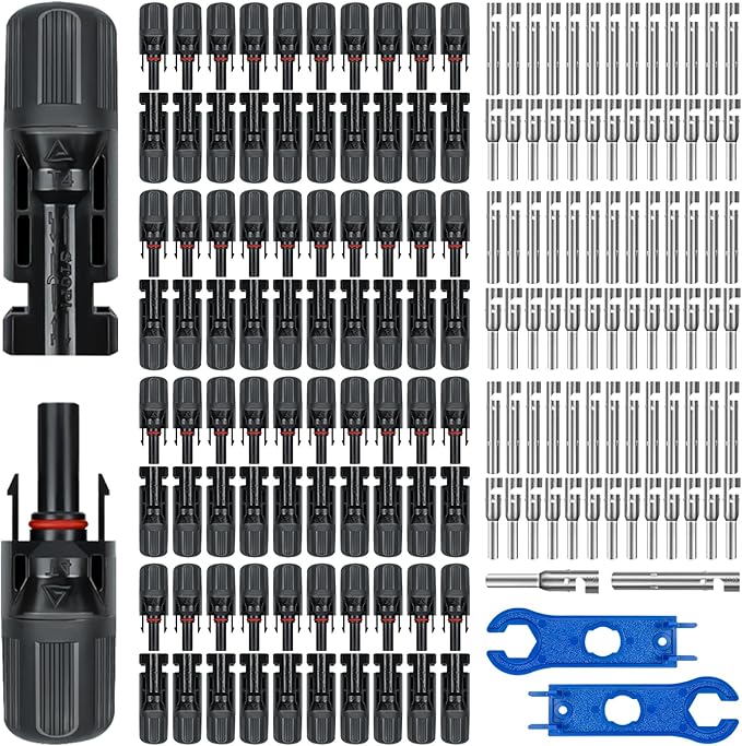 80PCS Solar Connectors 40 Pairs IP67 Waterproof Solar Panel Connectors with 2 Spanners Suitable for Solar Wire 14-10 awg.(Without Solar Crimper)