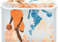 Orange Blue Basketball Players Splash Storage Box with Lid 1 PC Foldable Storage Bin with Lids Stackable Storage Bins Cube Closet Organizer Basket with Flip-Top Lid &amp Handles for Shoes Books Towel