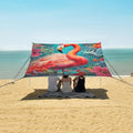 ALAZA Tropic Flamingo Flowers Chameleon Beach Tent Sun Shelter Portable Canopy Sunshade for Outdoor Camping Picnics Backyard Fun 10x9 ft