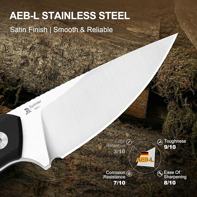 Kizer Splinter Fixed Blade Knife 3.15 AEB-L Blade Black &amp Brown G10 Handle Small EDC Fixed Blade Knife with Kydex Sheath for Hunting Camping Survival Outdoor Adventure 1087A1