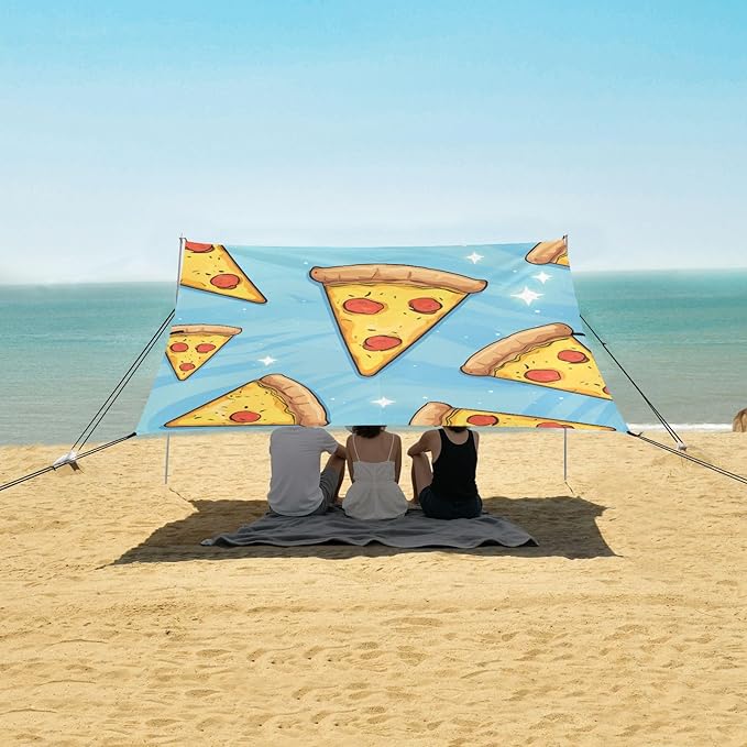 ALAZA Pizza Star Beach Tent Sun Shelter Portable Canopy Sunshade for Outdoor Camping Picnics Backyard Fun 10x9 ft