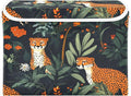 Doodle Leopard and Flower Foldable Storage Baskets Fabric Boxes with Handle Organizers with Flip-Top Lids Storage Bins for Home Bedroom Office