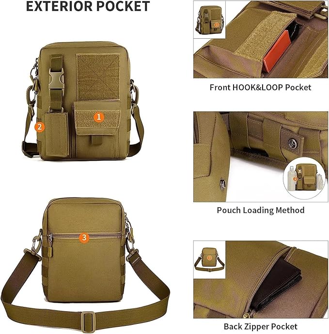 Outdoor Tactical Sling Bag MOLLE Crossbody Pack Chest Shoulder Backpack(Green)