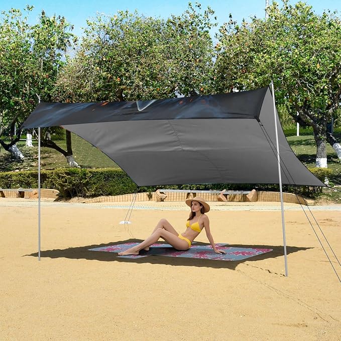 ALAZA Fire Water Wolf Beach Tent Sun Shelter Portable Canopy Sunshade for Outdoor Camping Picnics Backyard Fun 10x9 ft