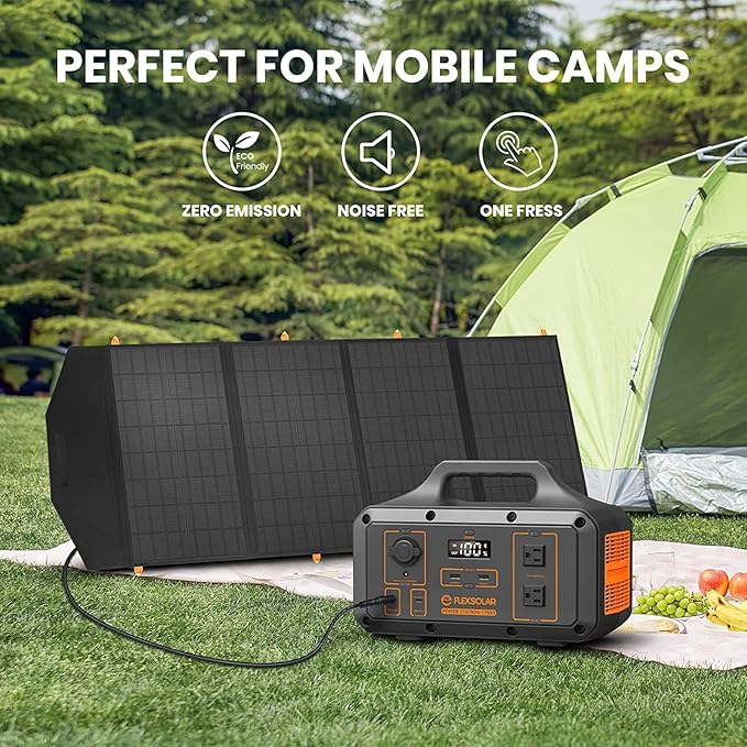 FlexSolar 120W Portable Solar Panel for 300/500/1000/1500W Power StationIP67 Waterproof Folding Solar Charger with USB C&amp2 USB A&amp18V DC Output Charge GeneratorCell PhonesPower Bank12V Car
